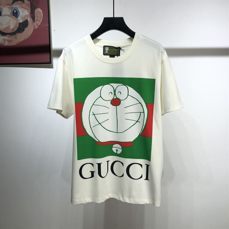 GUCCI COTTON X DORAEMON LOGO PRINT T-SHIRT-IN-WHITE-GGS009
