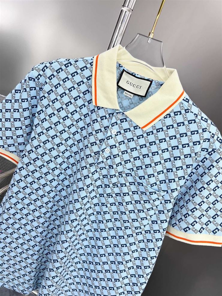 GUCCI GEOMETRIC G COTTON PIQUET POLO SHIRT - GGS043