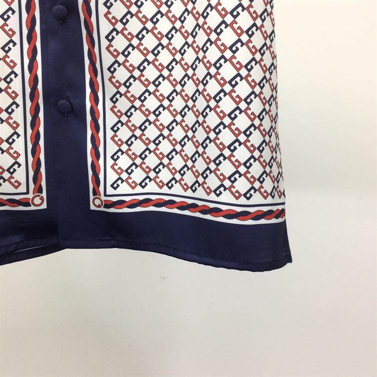 GUCCI GEOMETRIC G PRINT MUSLIN BOWLING SHIRT - GGS023