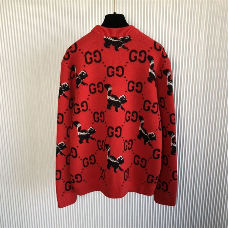 GUCCI GG AND SKUNK WOOL KNIT SWEATER - GCK012