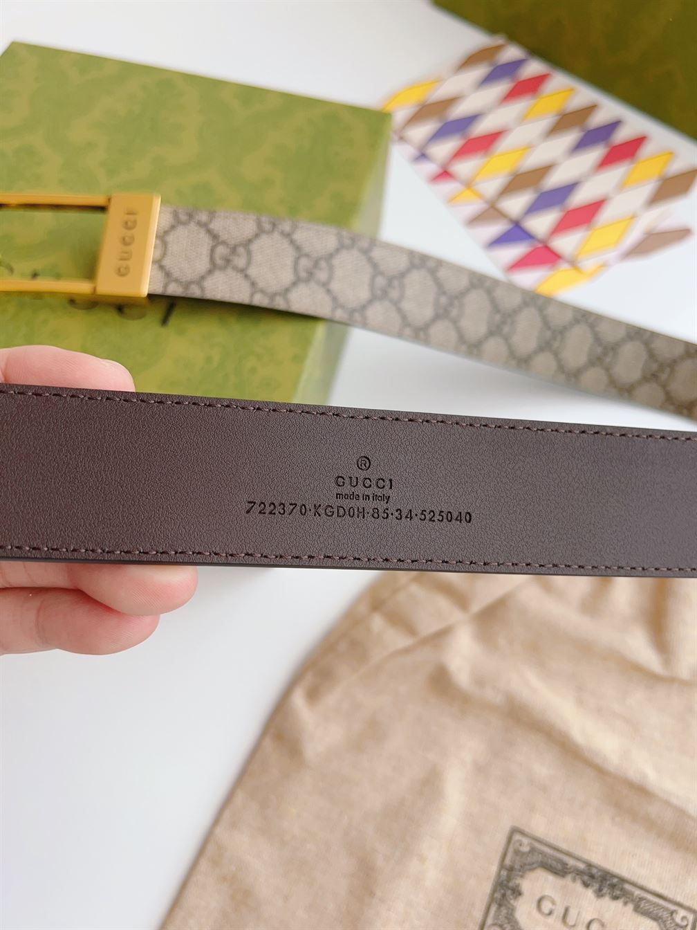 GUCCI GG BELT WITH RECTANGULAR BUCKLE - GB045