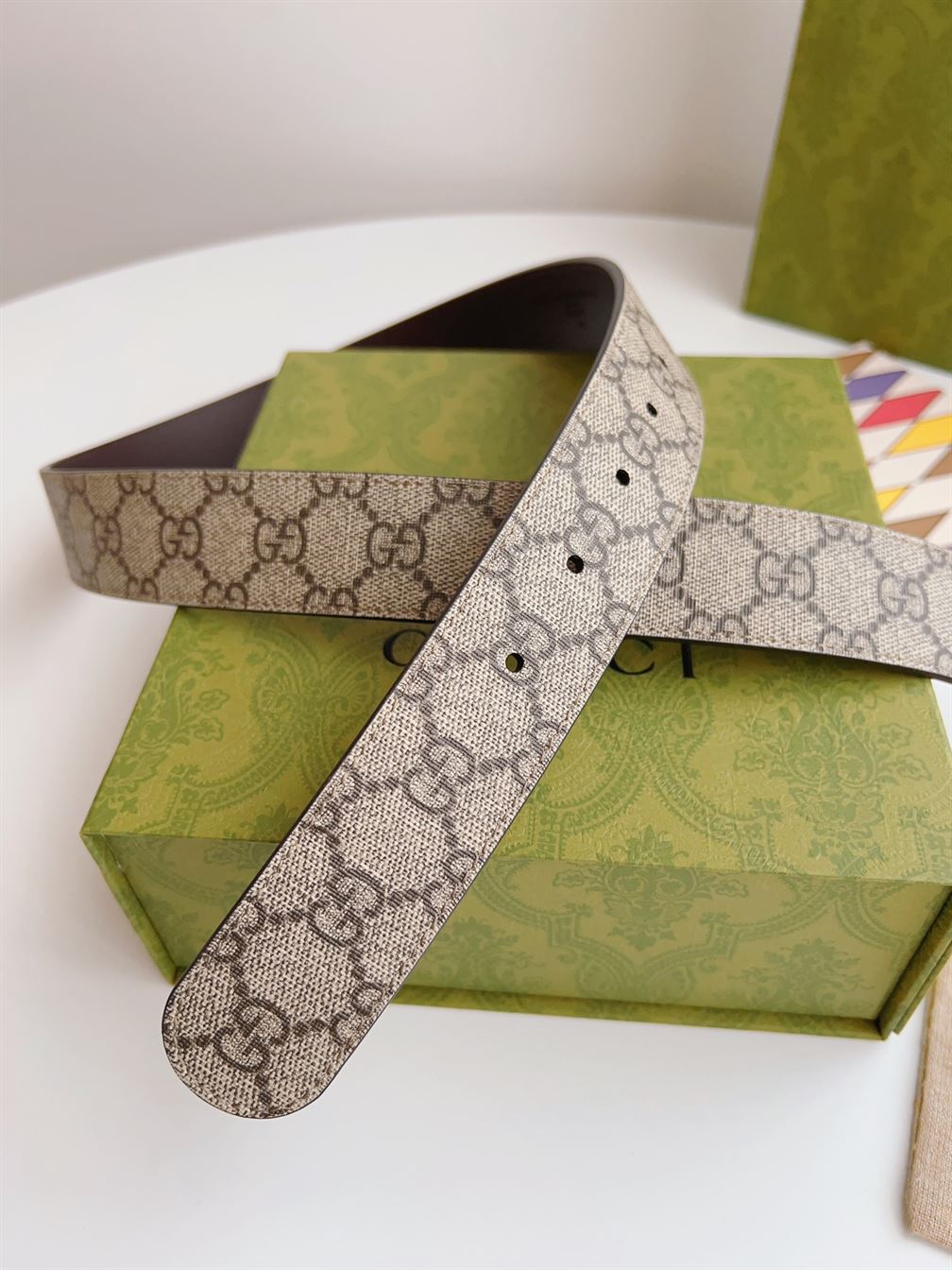 GUCCI GG BELT WITH RECTANGULAR BUCKLE - GB045