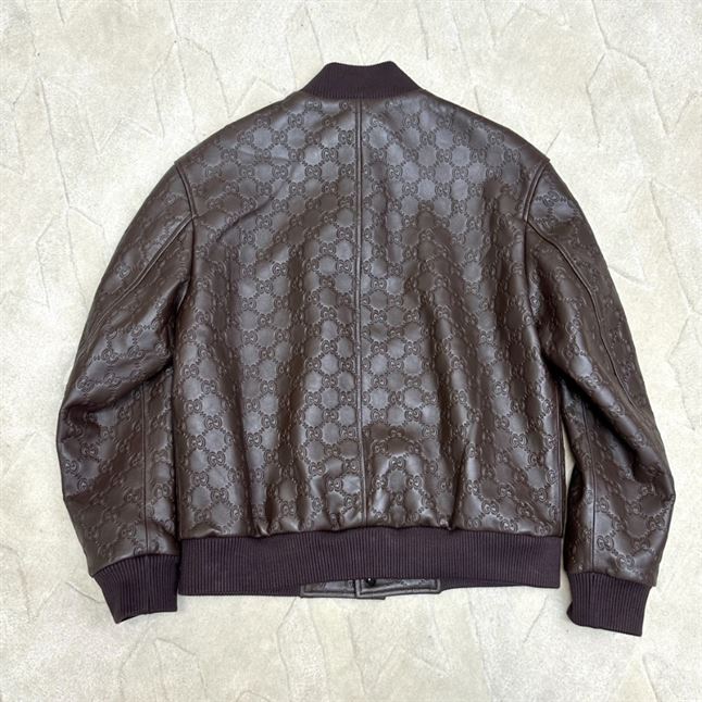 GUCCI GG LEATHER BOMBER JACKET - GCJ040