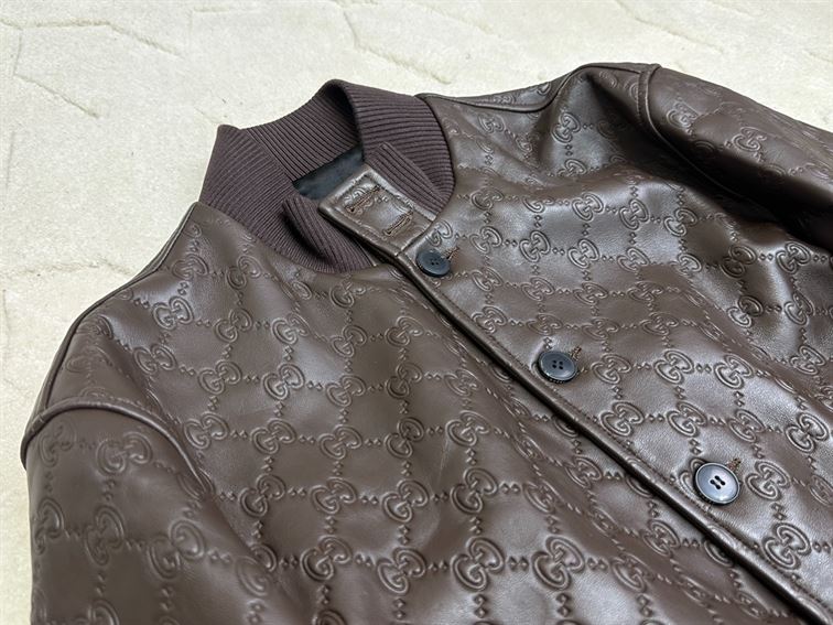 GUCCI GG LEATHER BOMBER JACKET - GCJ040
