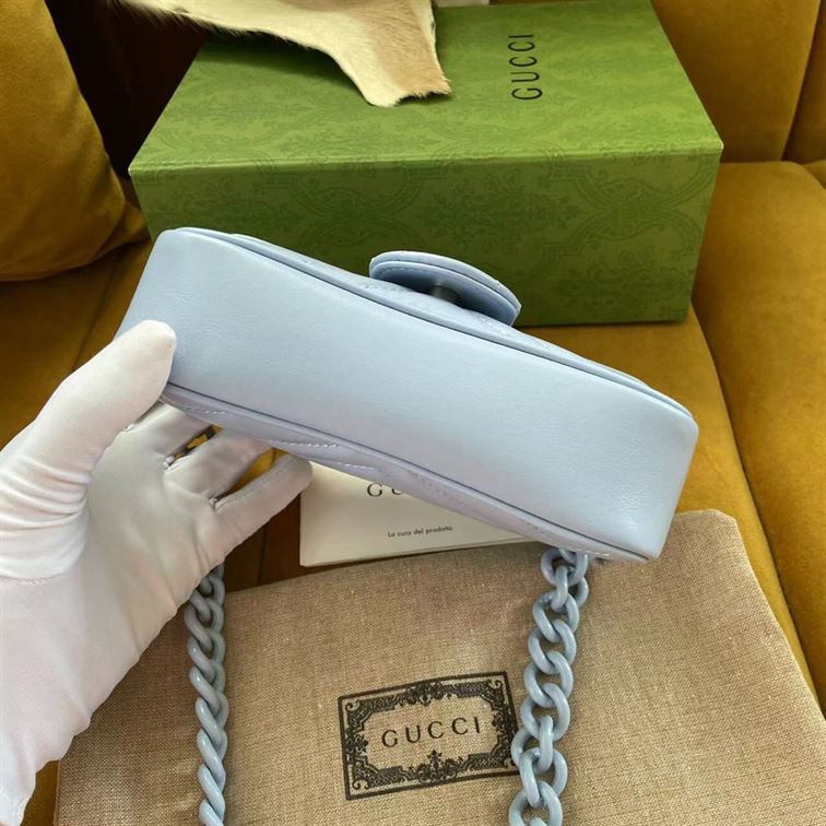 GUCCI GG MARMONT BELT BAG IN BLUE LEATHER