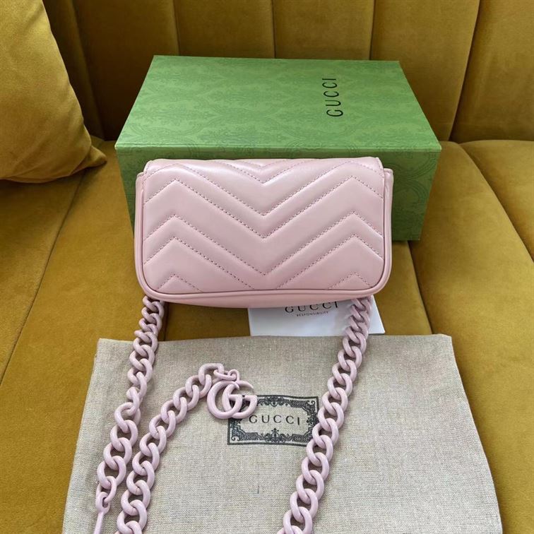 GUCCI GG MARMONT BELT BAG IN LIGHT PINK LEATHER