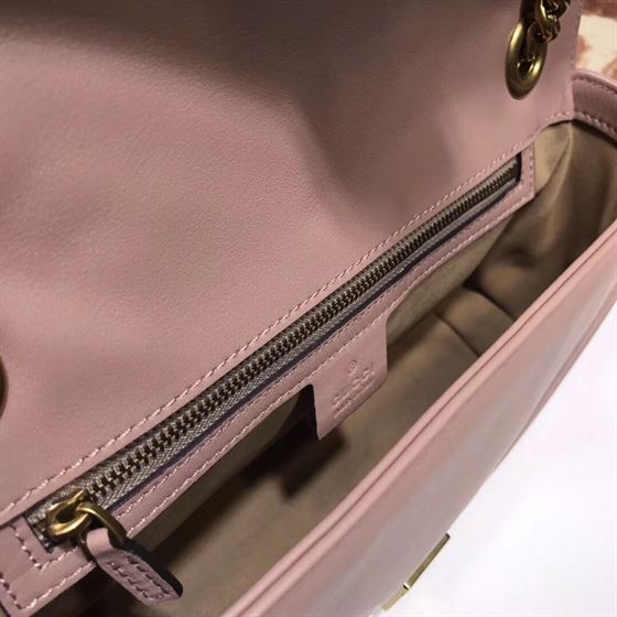 GUCCI GG MARMONT SMALL SHOULDER BAG DUSTY PINK LEATHER