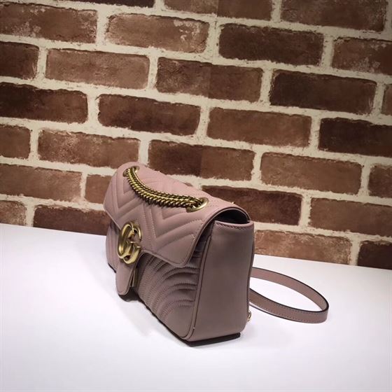 GUCCI GG MARMONT SMALL SHOULDER BAG DUSTY PINK LEATHER