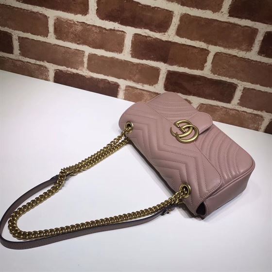 GUCCI GG MARMONT SMALL SHOULDER BAG DUSTY PINK LEATHER