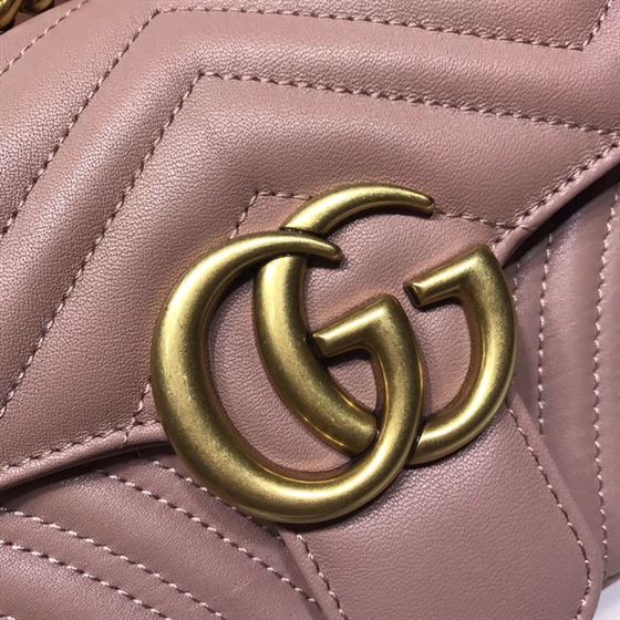 GUCCI GG MARMONT SMALL SHOULDER BAG DUSTY PINK LEATHER