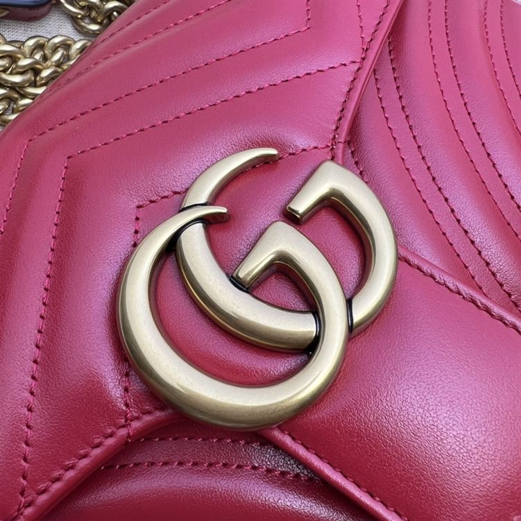 GUCCI GG MARMONT SMALL SHOULDER BAG RED LEATHER