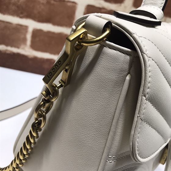 GUCCI GG MARMONT SMALL TOP HANDLE BAG IN WHITE LEATHER