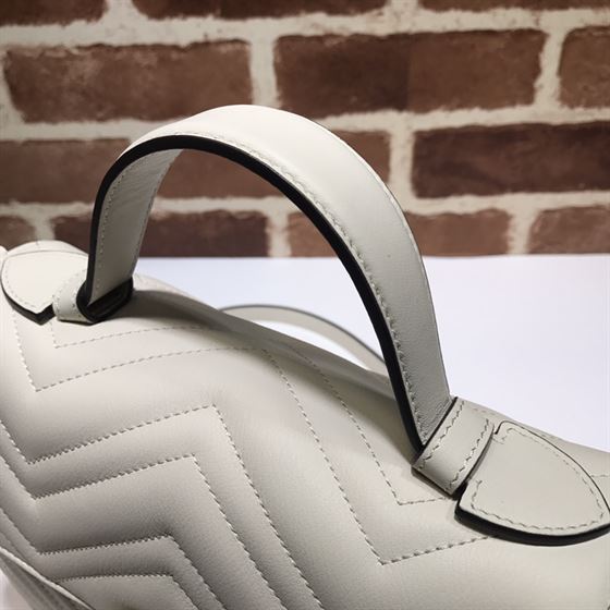 GUCCI GG MARMONT SMALL TOP HANDLE BAG IN WHITE LEATHER