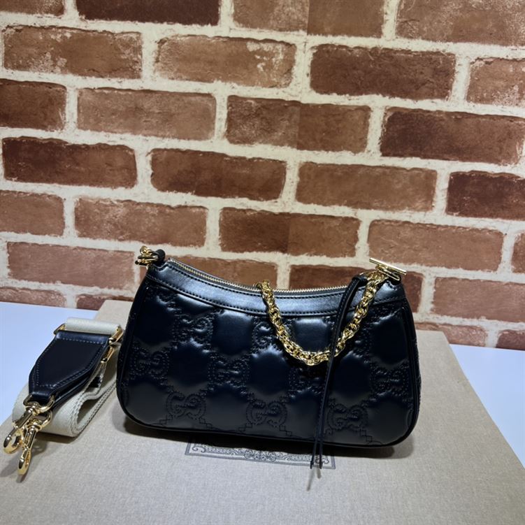 GUCCI GG MATELASSE HANDBAG WITH BLACK LEATHER