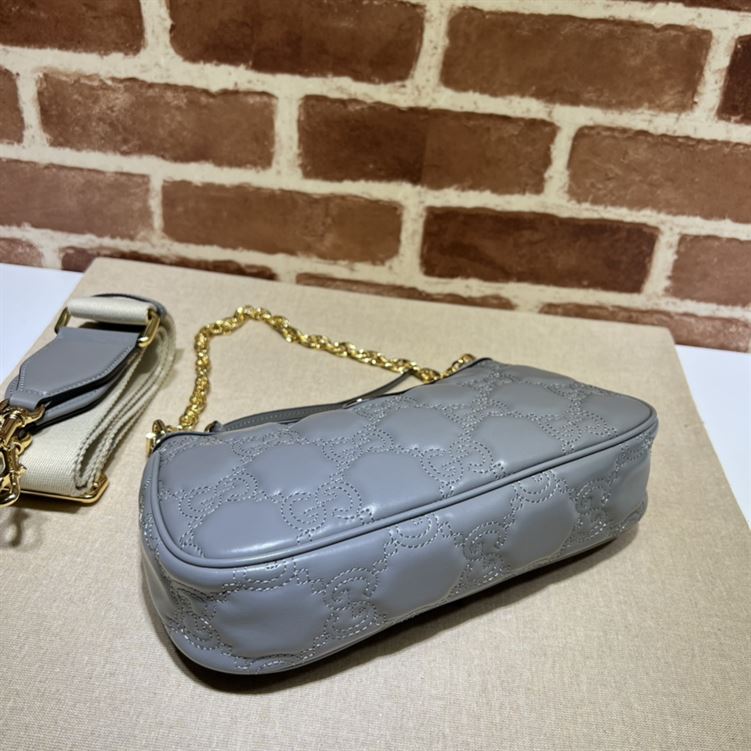 GUCCI GG MATELASSE HANDBAG WITH GREY LEATHER