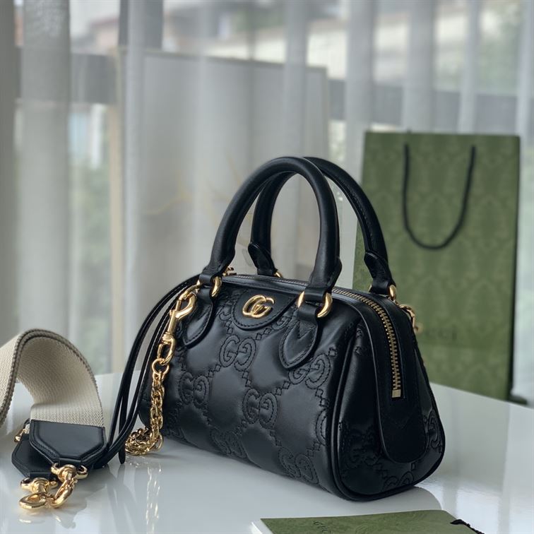 GUCCI GG MATELASSE MINI BAG IN BLACK LEATHER