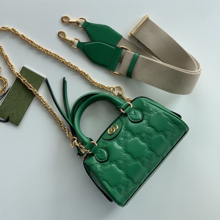 GUCCI GG MATELASSE MINI BAG IN BRIGHT GREEN LEATHER