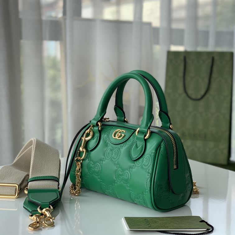 GUCCI GG MATELASSE MINI BAG IN BRIGHT GREEN LEATHER