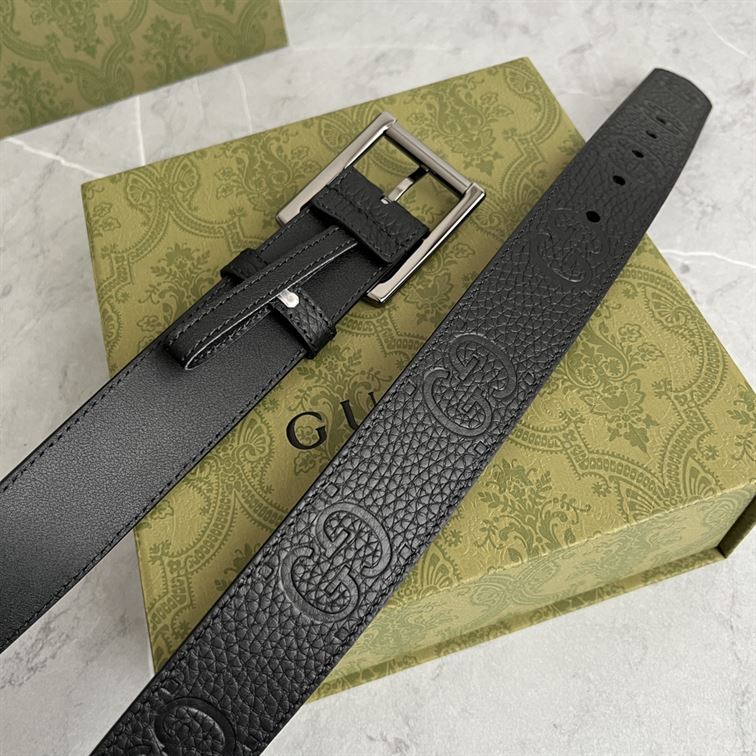 GUCCI GG RUBBER-EFFECT LEATHER BELT - GB049