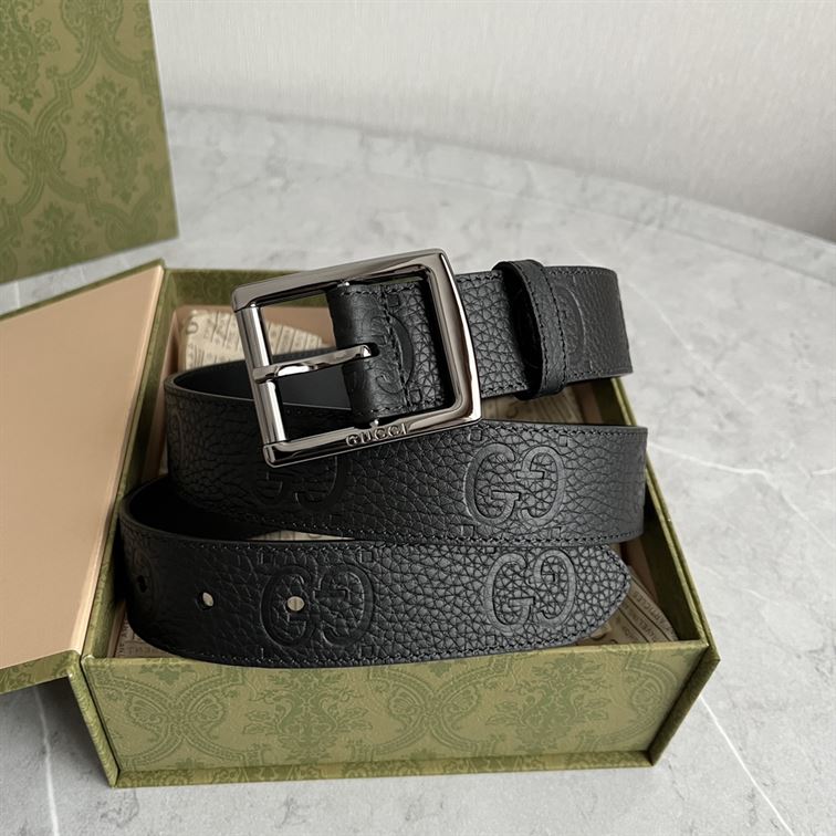 GUCCI GG RUBBER-EFFECT LEATHER BELT - GB049