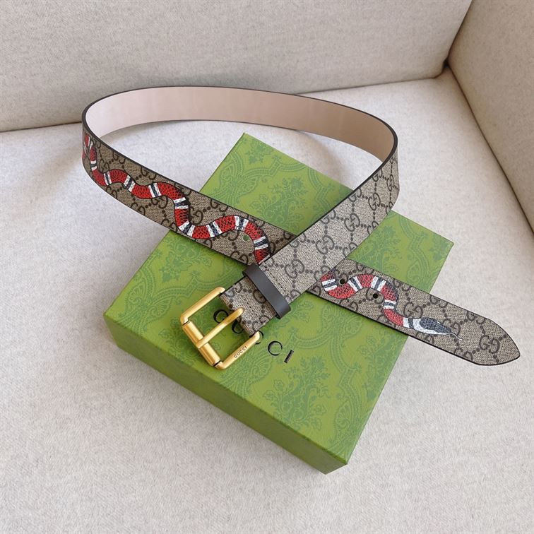 GUCCI GG SUPREME BELT WITH KINGSNAKE PRINT - GB034