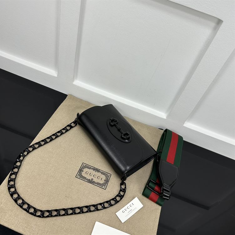 GUCCI HORSEBIT 1955 MINI BAG IN BLACK LEATHER