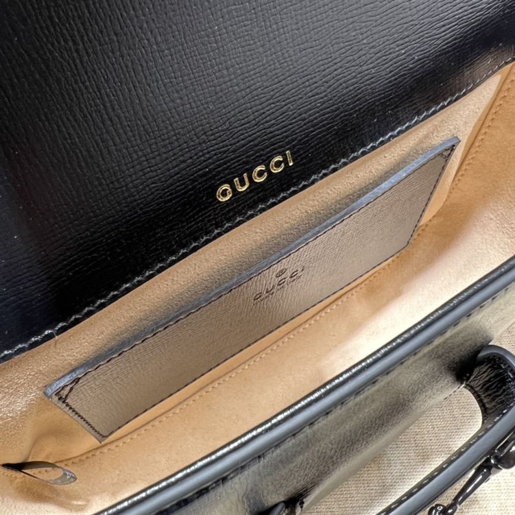 GUCCI HORSEBIT 1955 SMALL SHOULDER BAG BLACK LEATHER