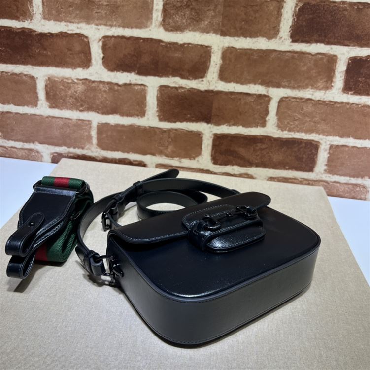 GUCCI HORSEBIT 1955 SMALL SHOULDER BAG BLACK LEATHER