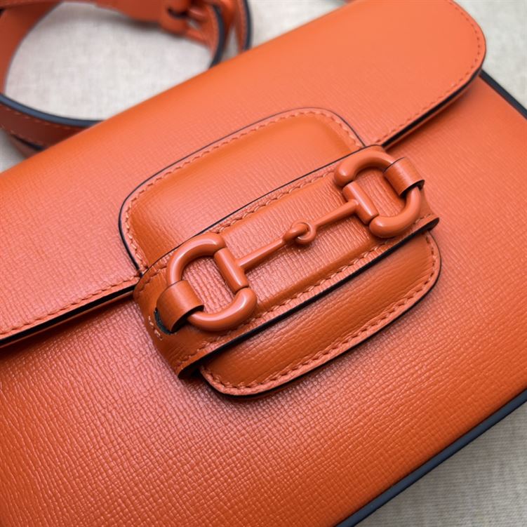 GUCCI HORSEBIT 1955 SMALL SHOULDER BAG ORANGE LEATHER