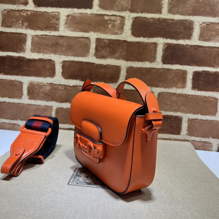 GUCCI HORSEBIT 1955 SMALL SHOULDER BAG ORANGE LEATHER