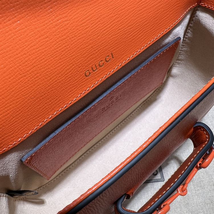 GUCCI HORSEBIT 1955 SMALL SHOULDER BAG ORANGE LEATHER