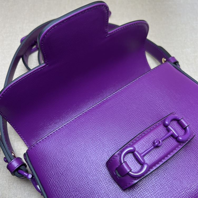 GUCCI HORSEBIT 1955 SMALL SHOULDER BAG PURPLE LEATHER