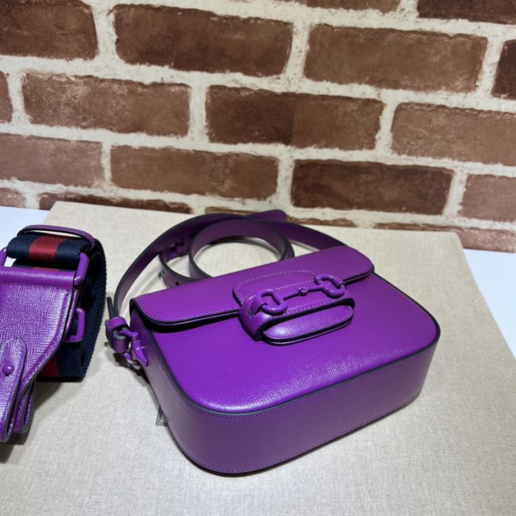 GUCCI HORSEBIT 1955 SMALL SHOULDER BAG PURPLE LEATHER