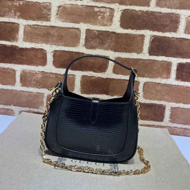 GUCCI JACKIE 1961 LIZARD MINI BAG IN BLACK
