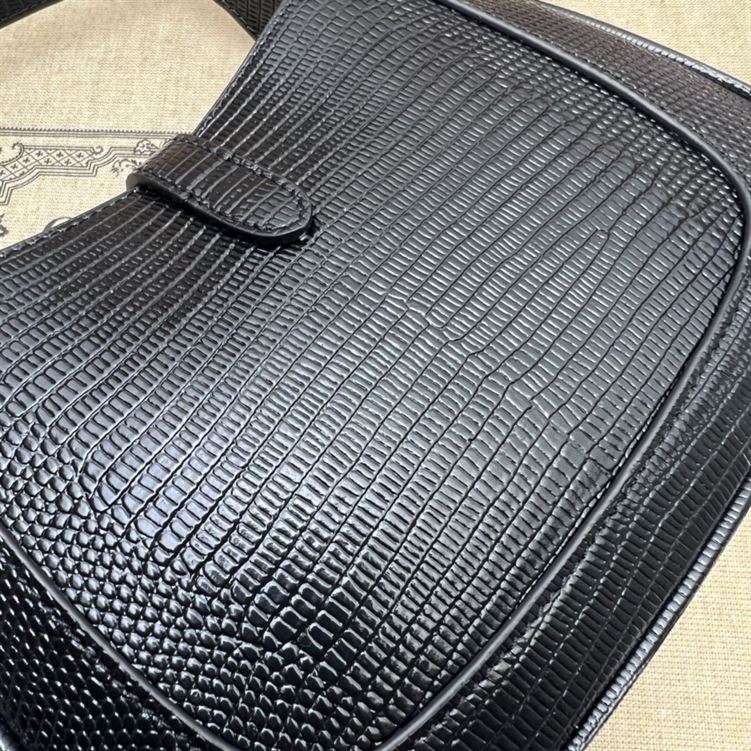 GUCCI JACKIE 1961 LIZARD MINI BAG IN BLACK