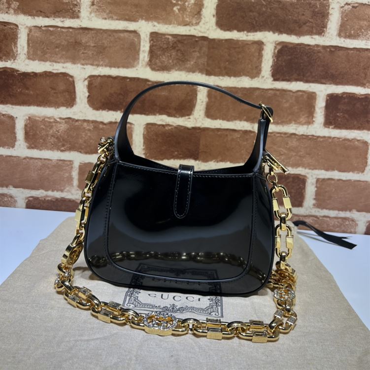GUCCI JACKIE 1961 MINI SHOULDER BAG WITH BLACK PATENT LEATHER