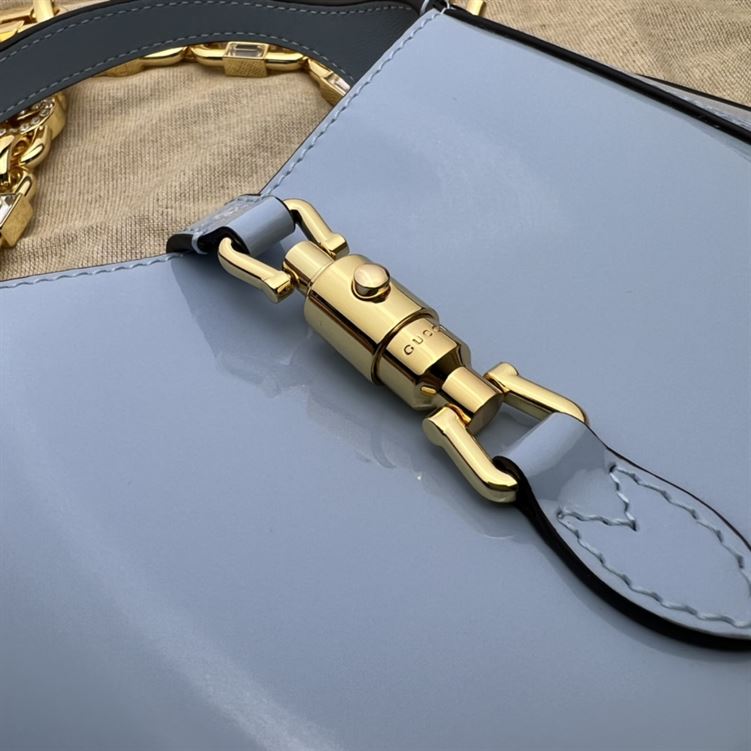 GUCCI JACKIE 1961 MINI SHOULDER BAG WITH BLUE PATENT LEATHER