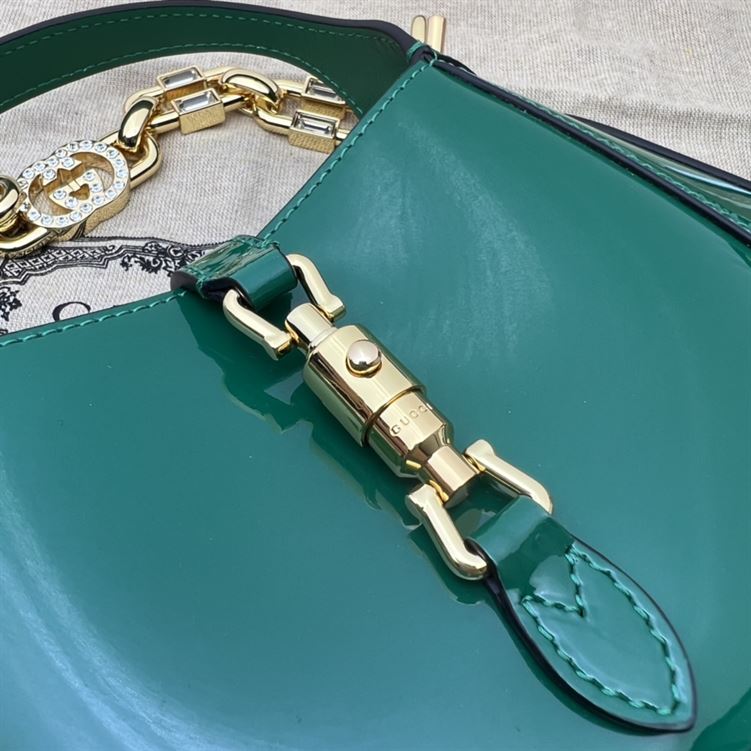 GUCCI JACKIE 1961 MINI SHOULDER BAG WITH GREEN PATENT LEATHER