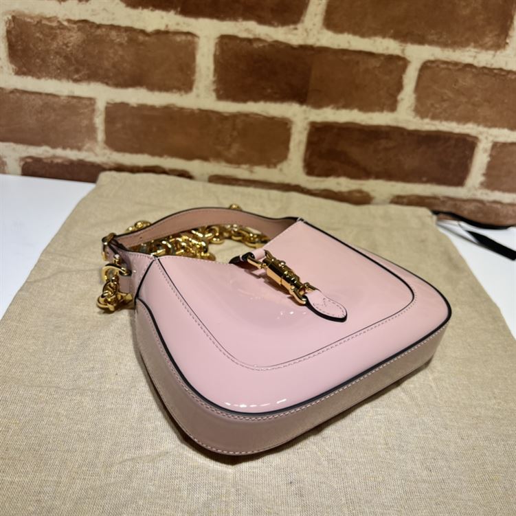 GUCCI JACKIE 1961 MINI SHOULDER BAG WITH PINK PATENT LEATHER