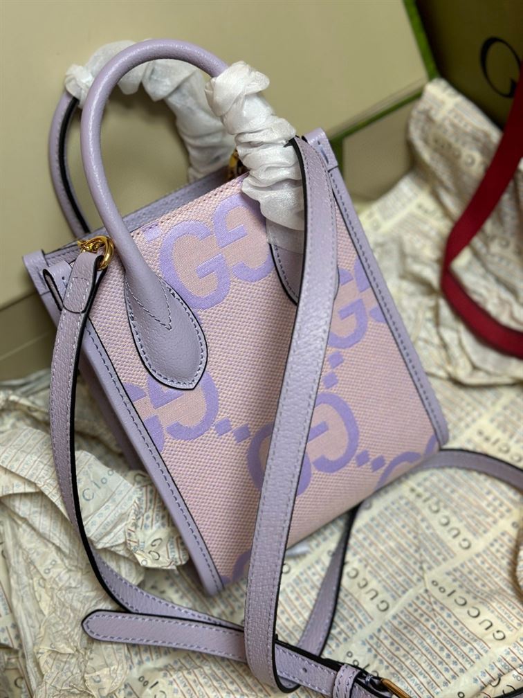 GUCCI JUMBO GG MINI NOTE BAG WITH BEIGE AND LILAC