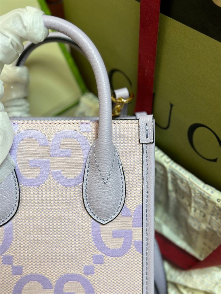GUCCI JUMBO GG MINI NOTE BAG WITH BEIGE AND LILAC