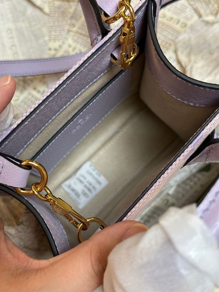 GUCCI JUMBO GG MINI NOTE BAG WITH BEIGE AND LILAC