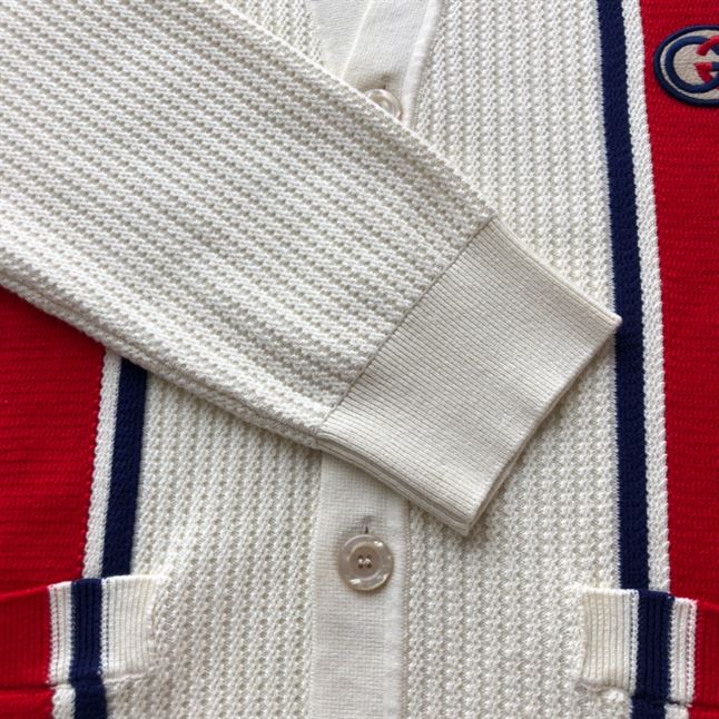 GUCCI KNIT COTTON CARDIGAN WITH PATCH - GCK043