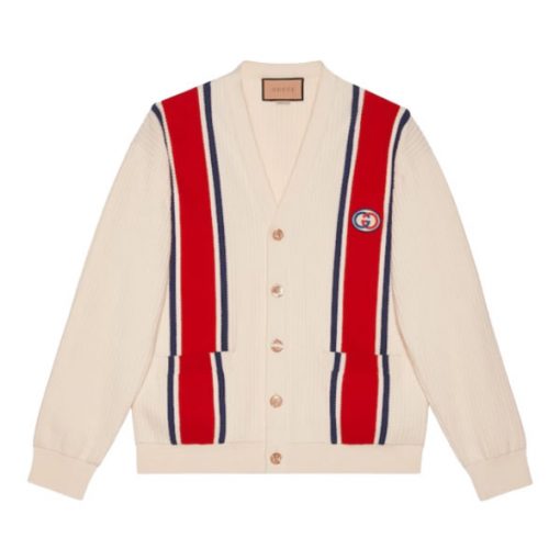 GUCCI KNIT COTTON CARDIGAN WITH PATCH - GCK043