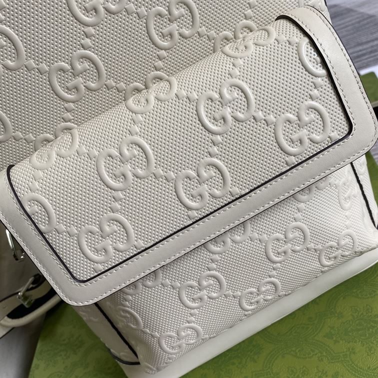 GUCCI LOGO EMBOSSED PERFORATED LEATHER BACKPACK - BG037