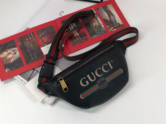 GUCCI LOGO-PRINT LEATHER BELT BAG - BG009