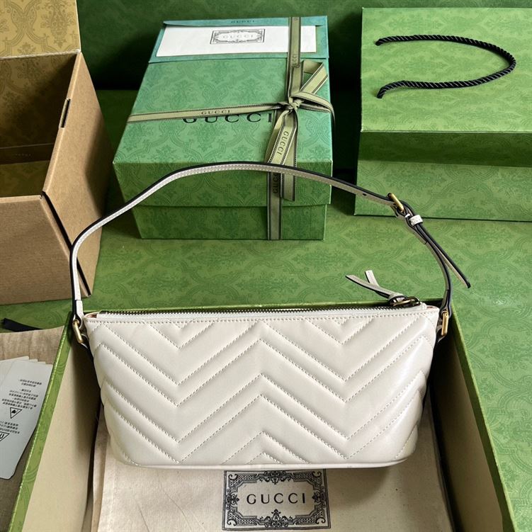 GUCCI MARMONT SHOULDER BAG IN WHITE LEATHER