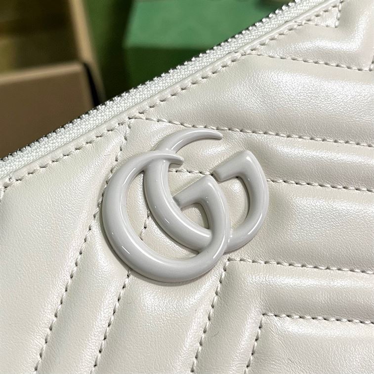 GUCCI MARMONT SHOULDER BAG IN WHITE LEATHER