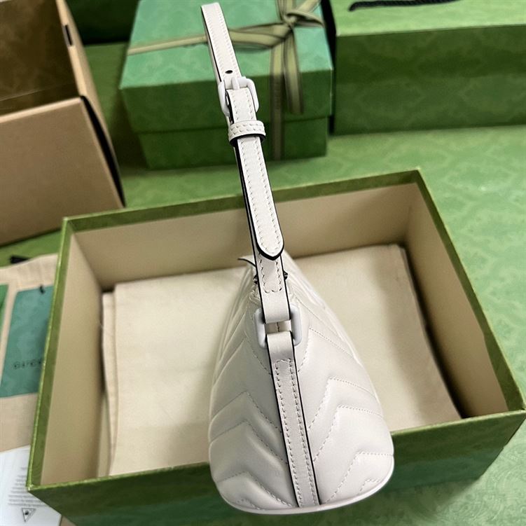 GUCCI MARMONT SHOULDER BAG IN WHITE LEATHER