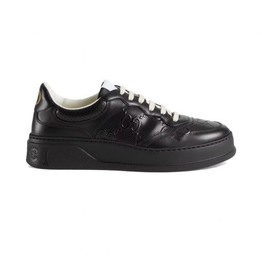 GUCCI MEN'S GG EMBOSSED SNEAKER BLACK LEATHER - GCC004